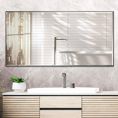 24x40 Inch Black Mirror with Beveled Trim, Aluminum Frame Bathroom Vanity Mirror by LEDLUX
