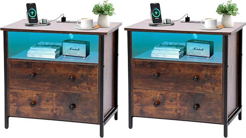 27 Inch Wide Night Stand, Large Wood Night Stand Set 2 by Tykacna