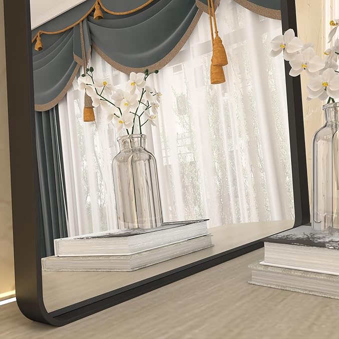 30x36 Black Matte Bathroom Mirror, Rectangle Framed Vanity Mirror - Image 7