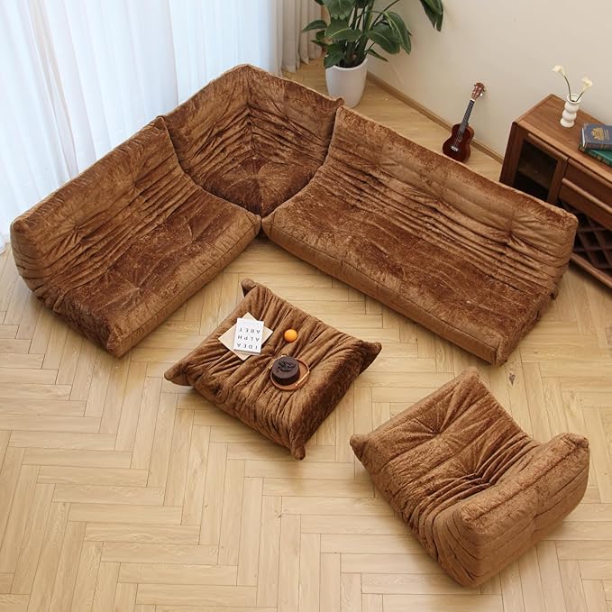 N&V Soft Premium Chenille Floor Lounge Chair, Mid Century Armless Floor Sofa - Image 3