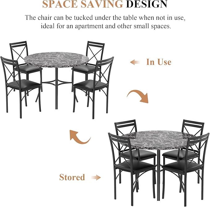 VECELO 5 Piece Dining Table Set - Image 5
