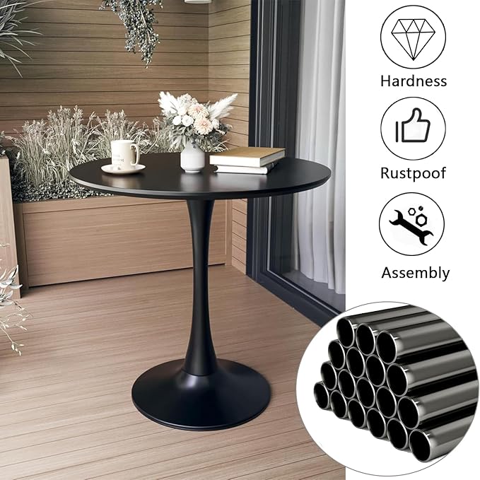 Round Black Dining Table, 31.5" Tulip Table - Image 4