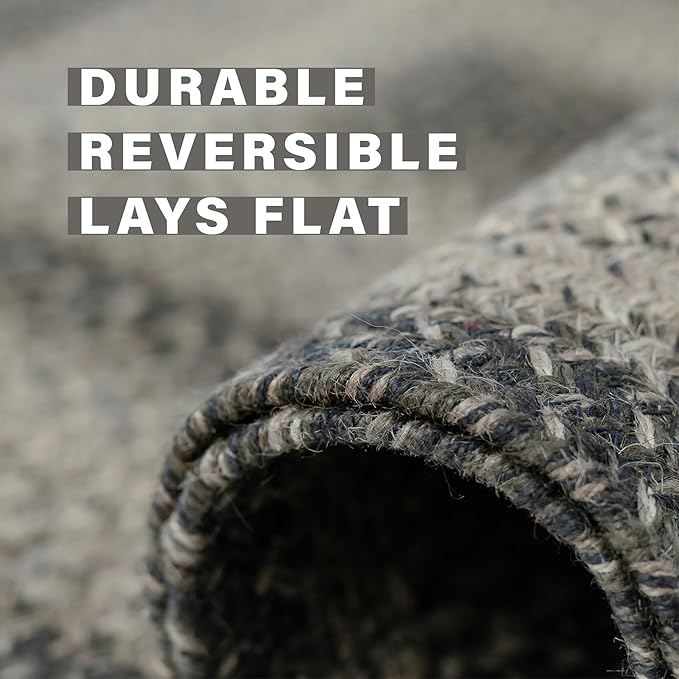 Flint Hill Grey Jute Braided Rope Rug, 2x6' Rectangle - Image 3