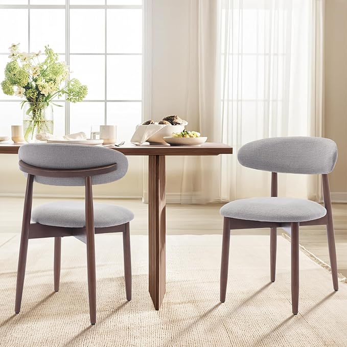 COLAMY Wooden Dining Chairs Set of 2, Modern Fabric Upholstered Dining Room - Image 9