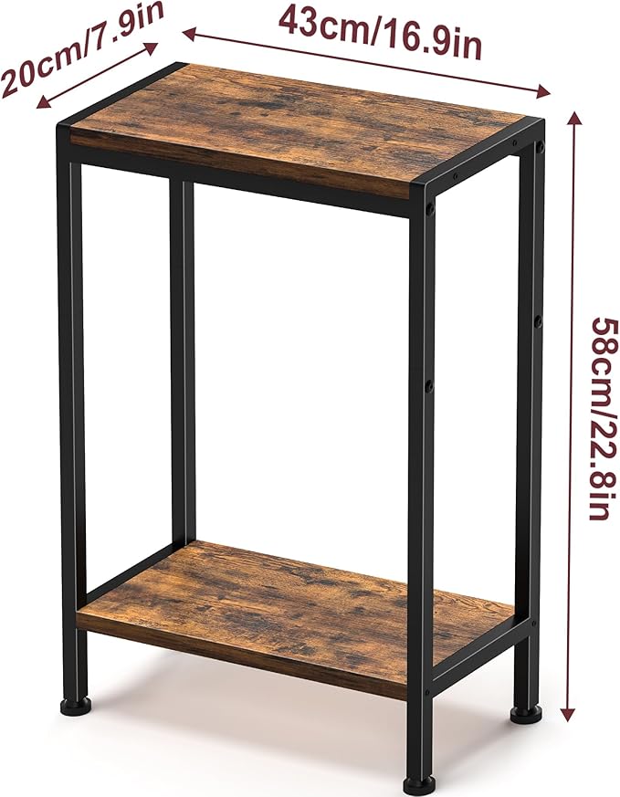 Narrow Side Table for Small Space, 2-Tier Small End Table - Image 7