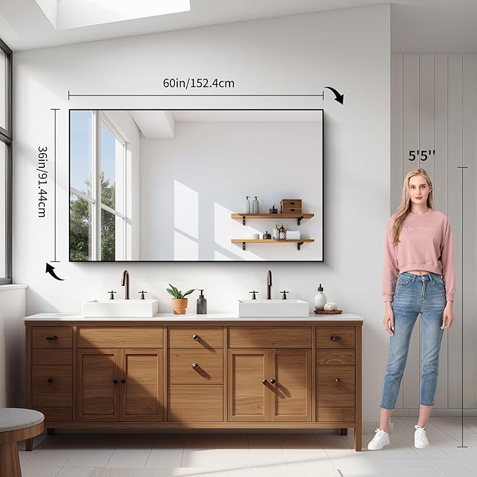 YIROMAN Bathroom Mirror 60"x36", Large Brushed Gold Bathroom Mirror - Image 6