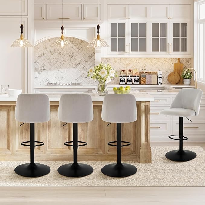 COLAMY Bar Stools Set of 2, Modern Swivel Bar Chairs, Adjustable Upholstered - Image 6
