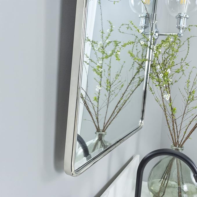 TEHOME 40x30'' Chrome Pivot Mirror Horizontal 30x40'' Metal Framed Rectangle - Image 5