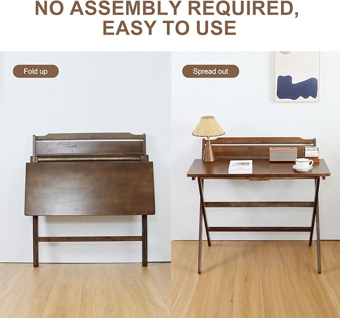 Solid Wood Folding Desk, Foldable Computer Desk - Image 5