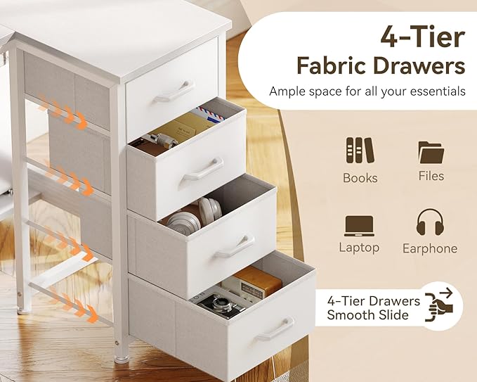 Casaottima L Shaped Desk with 4 Drawers, Reversible Kids Study Table with CPU - Image 4