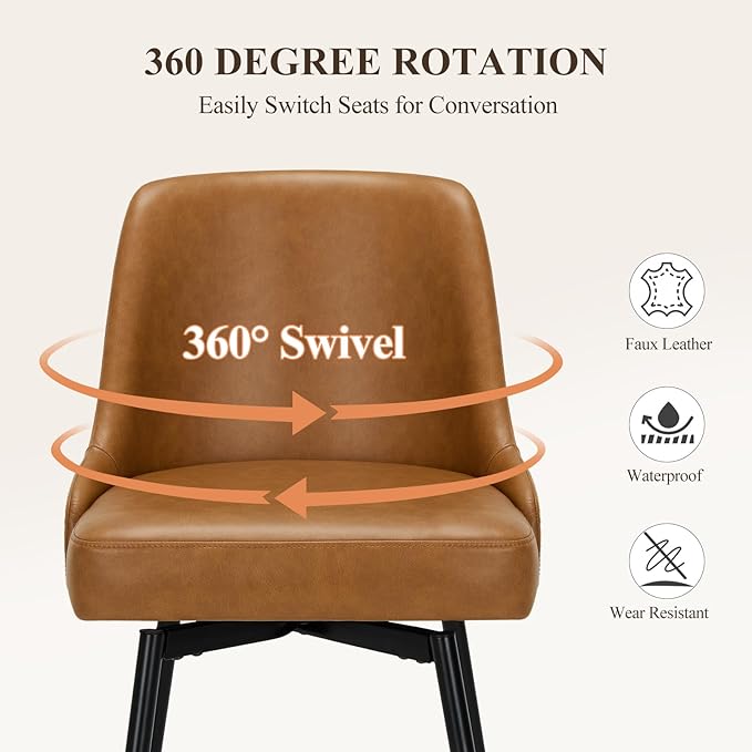 COLAMY Bar Stools Set of 4, 26.18" Counter Height Swivel Stools - Image 3