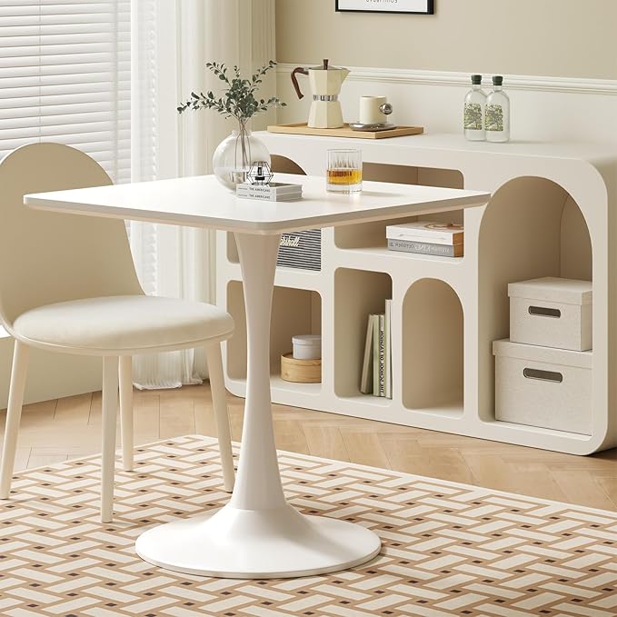 White Square Tulip Table for 2 Person, 24 Inch Small Dining Table - Image 7