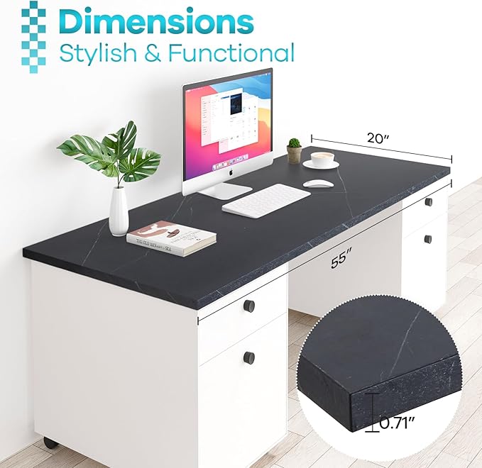 Kaboon Universal Tabletop 55"x20", Solid One-Piece Melamine Table Top, Double - Image 4
