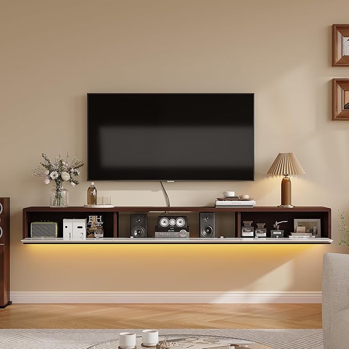 Floating TV Stand High Gloss, Floating TV Console, Under TV Shelf - Image 7