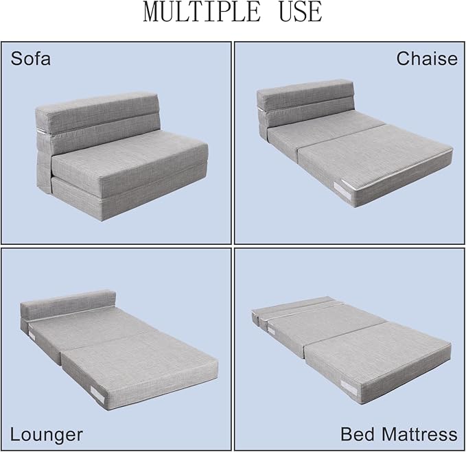 ANONER Folding Sleeper Chair Sofa Bed Lazy Couch - Image 4