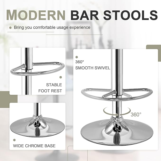 VECELO Bar Stools Set of 4, Adjustable Bar Stools - Image 7