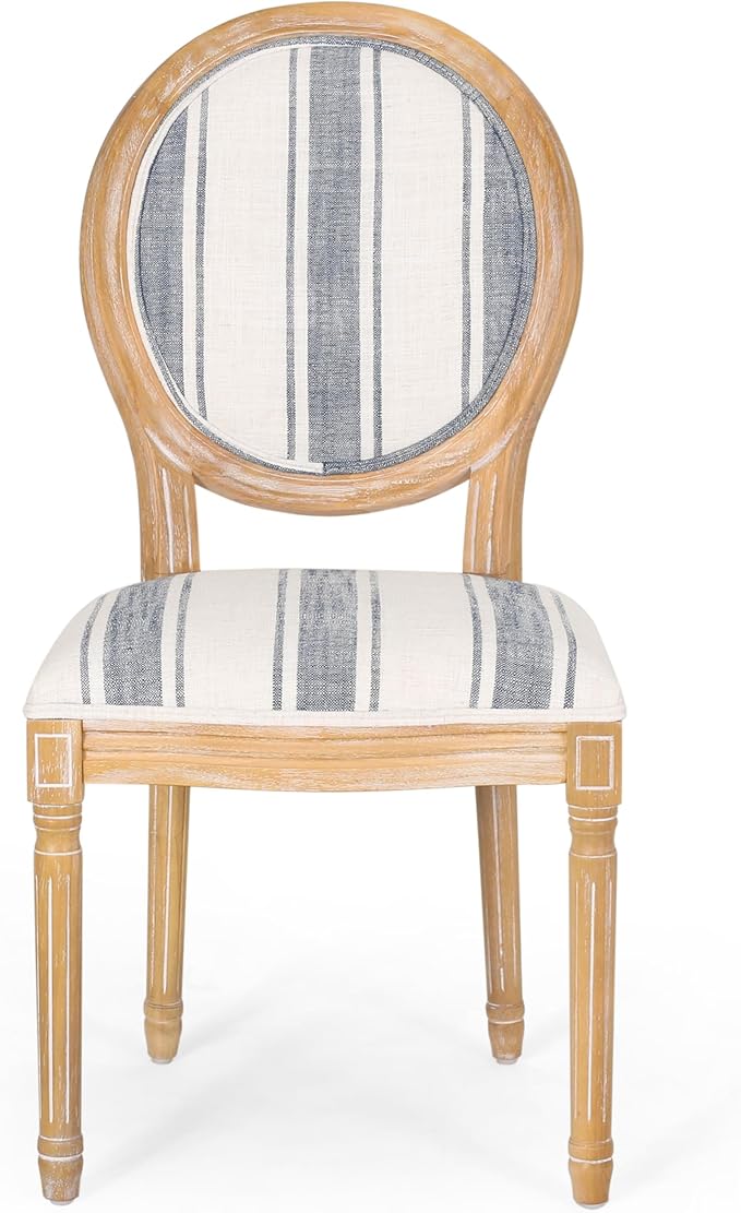 Christopher Knight Home Phinnaeus Dining Chair Set, Rubberwood, Dark Blue Line - Image 6