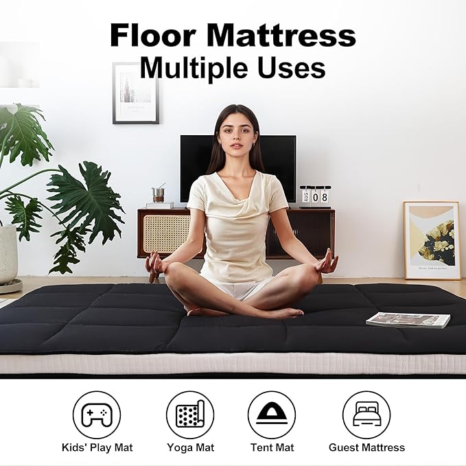 Tiita Floor Mattress Memory Foam Mattress Topper, Portable Roll Up Travel Car - Image 3