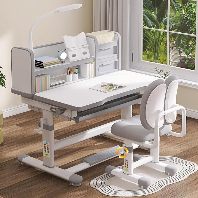 Kids Desk and Chair Set Kids Study Desk Chair Set Height Adjustable Ergonomic - Image 2