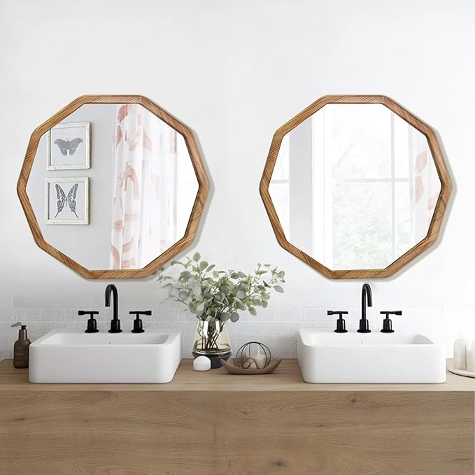 ULIKE Wood Mirror for Wall, 30 Inch Rustic Farmhouse Mirror - Image 4