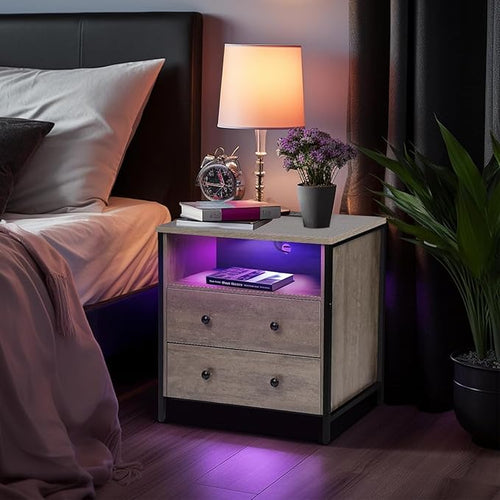 27 Inch Wide Night Stand, Lrage Wood Night Stand Set 2 - Image 2