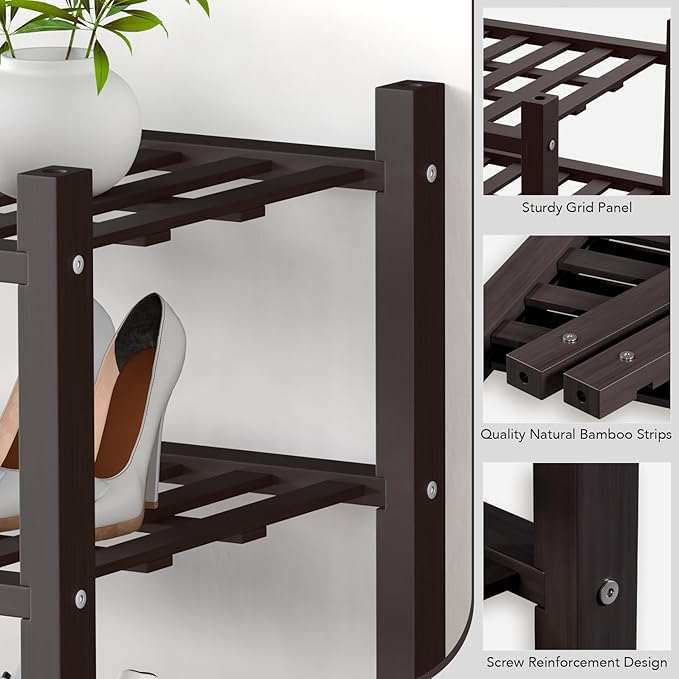 Haddockway small 3 Tier Bamboo Shoe Rack Storage Organizer, Small Space - Image 4