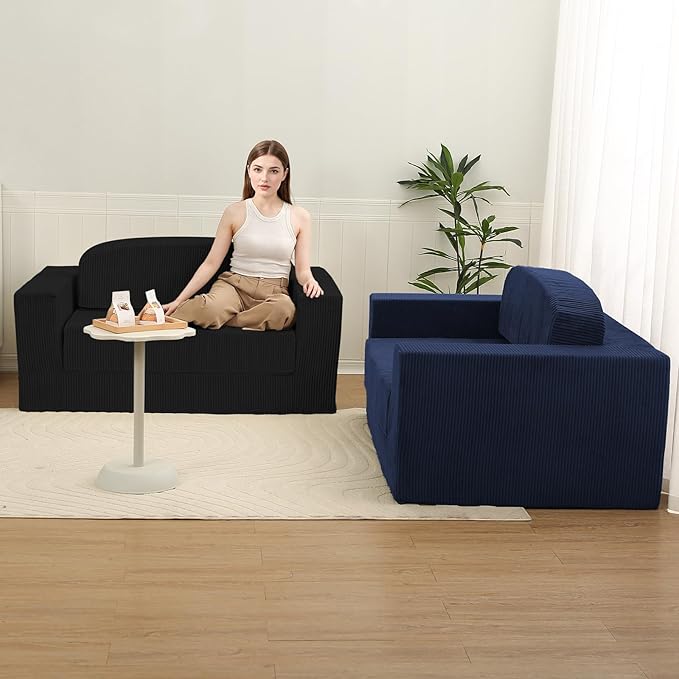 MeMoreCool Transform Your Space – 2-in-1 Corduroy Loveseat & Sleeper, Boneless - Image 9