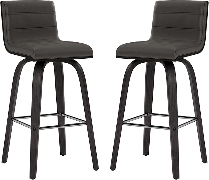 Armen Living Vienna Counter Height Barstool Brushed Wood Finish Faux Leather - Image 10
