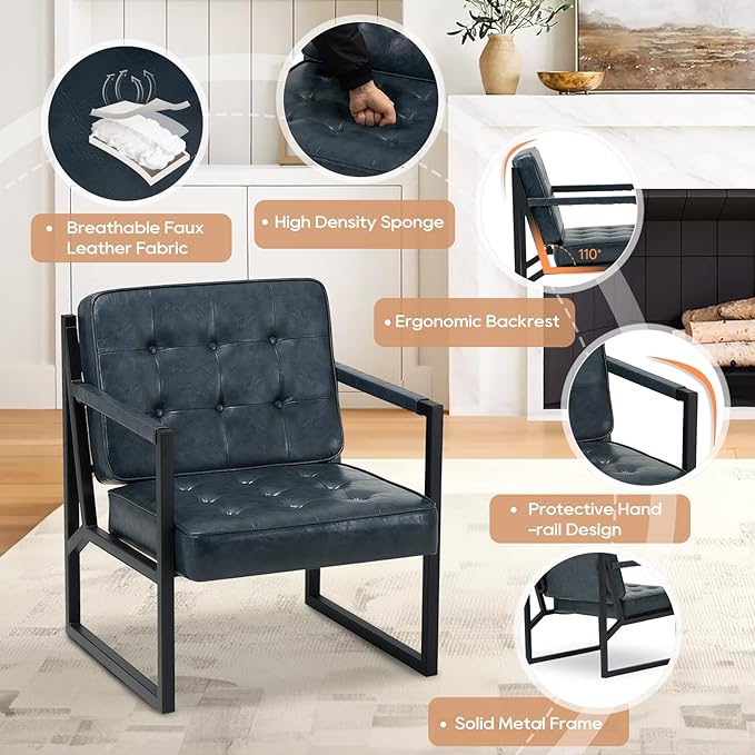 COLAMY Modern Accent Chair, Accent Arm Chair - Image 3