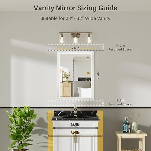 24x32 Inch White Bathroom Mirror - Image 2