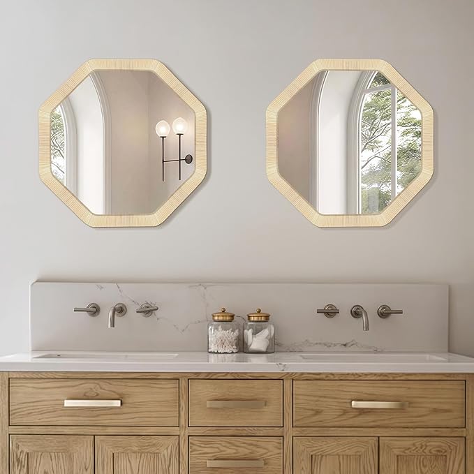 ULIKE Rattan Mirror for Wall, Bathroom 24 Inch Rustic Farmhouse Wall Decor - Image 5