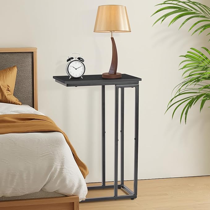 C-Shaped End Table, TV Tray Set of 2, Couch Side Laptop Desk, - Image 2