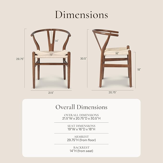 POLY & BARK Weave Dining Chair – Mid-Century Modern Wishbone Dining Chair - Image 2