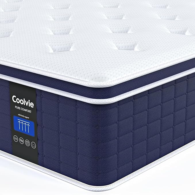 Coolvie 14 Inch California King Mattress, Hybrid Cal King Mattresses in a Box by COOLVIE