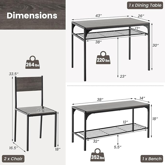 Giantex Dining Table Set for 4, Kitchen Table - Image 7