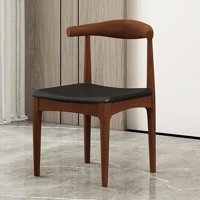 Solid Wood Dining Chair, Mid Century Dining Chair, Upholstered PU Leather Chair - Image 5