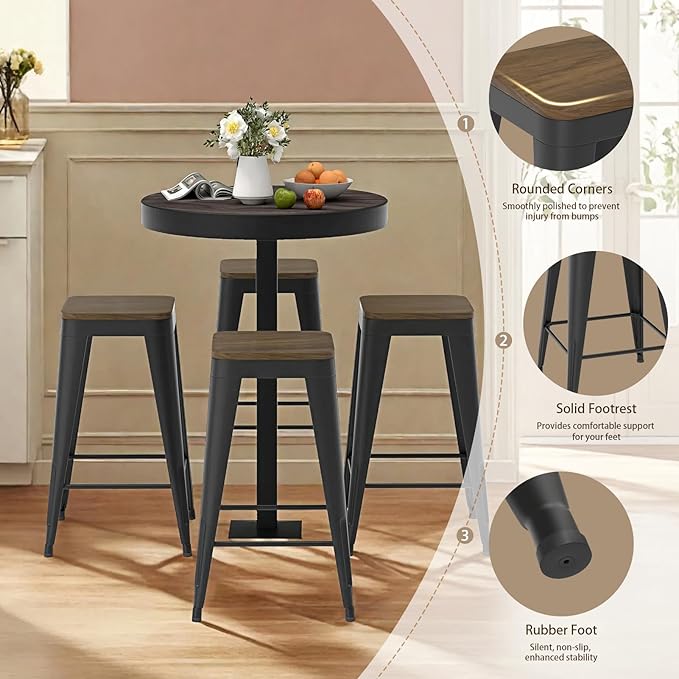 30 inch Backless Bar Stools Set of 4, Indoor Metal Bar Stools - Image 4