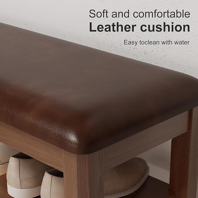 Wood Shoe Rack Bench for Entryway, Shoe Rack for Front Door Entrance - Image 3