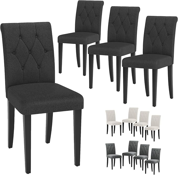 Upholstered Dining Chairs Set of 4, Button Tufted Parsons Dining Chair - Image 7