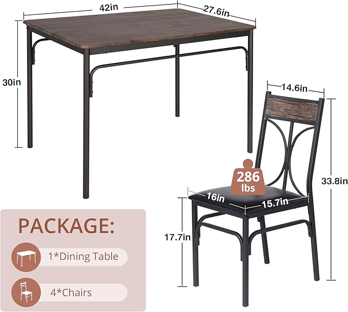 VECELO Kitchen Dining Room Table Set - Image 6