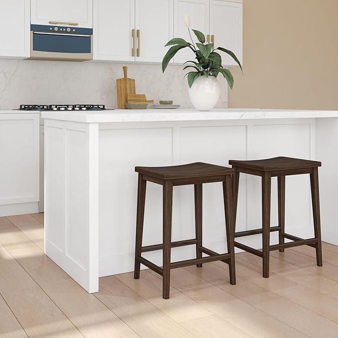 Plank+Beam Smythe Counter Stool, Sturdy Wood Modern Kitchen Counter Height Stool - Image 3