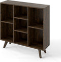 Manora Rustic Brown 7 Cube Mid Century Modern Bookshelf, Wooden Storage by manora