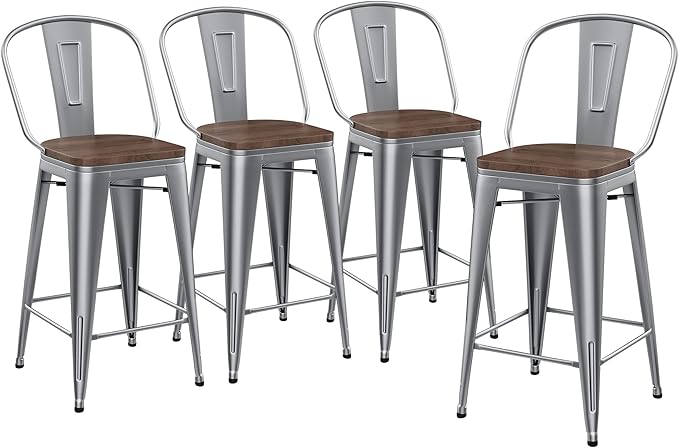 Yongqiang 26 inch Bar Stools Set of 4 Kitchen Counter Height Bar Chairs High - Image 9
