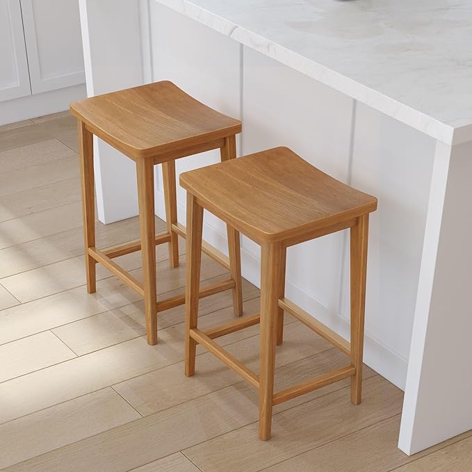 Plank+Beam Smythe Counter Stool, Sturdy Wood Modern Kitchen Counter Height Stool - Image 8