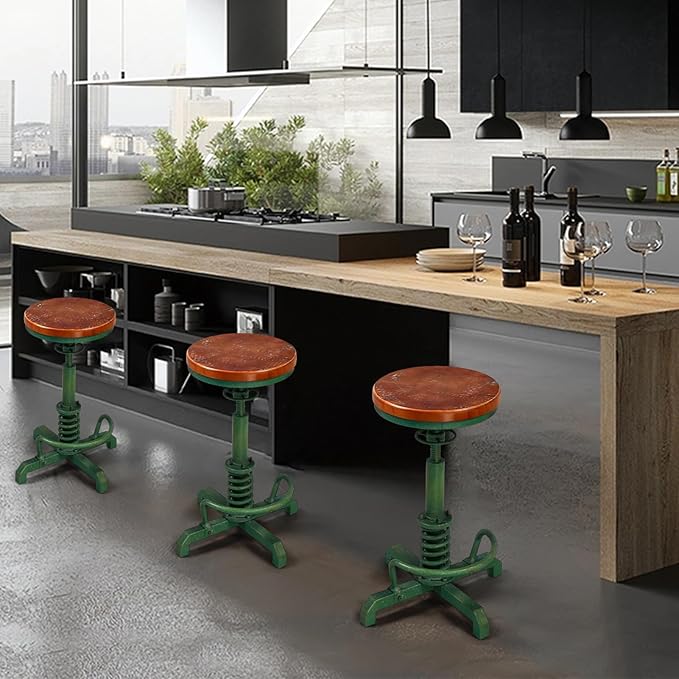 LOKKHAN American Antique Steampunk Bar Stool 24.41"-28.35" Vintage Industrial - Image 9