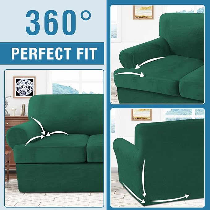 H.VERSAILTEX Sofa Cover 3 Piece T Cushion Loveseat Slipcovers Thick Velvet - Image 6