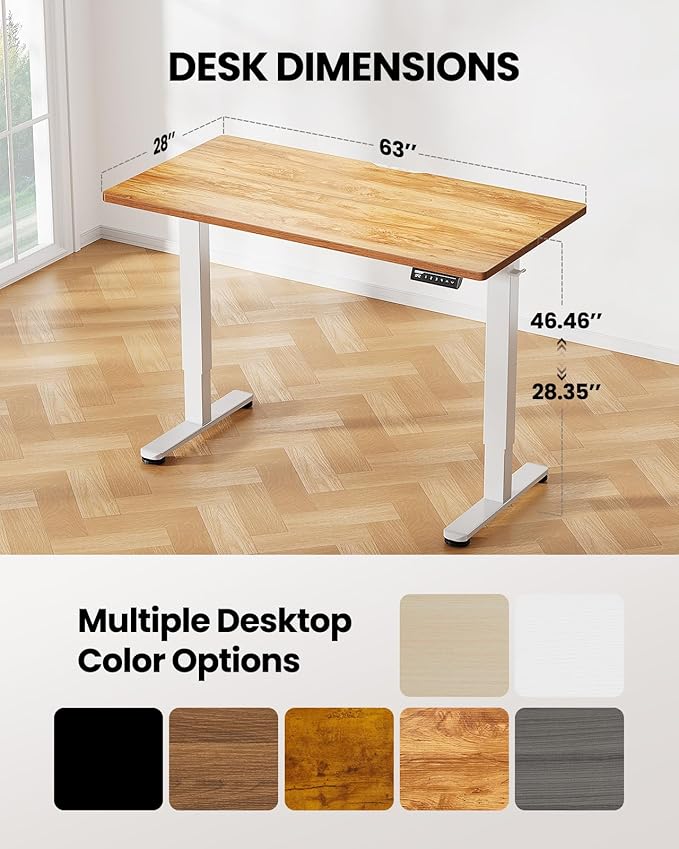ErGear Height Adjustable Electric Standing Desk, 63 x 28 Inches Sit Stand up - Image 3
