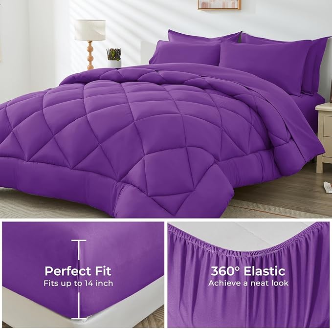 HEVUMYI Purple Cali-King Comforter Set - Image 3