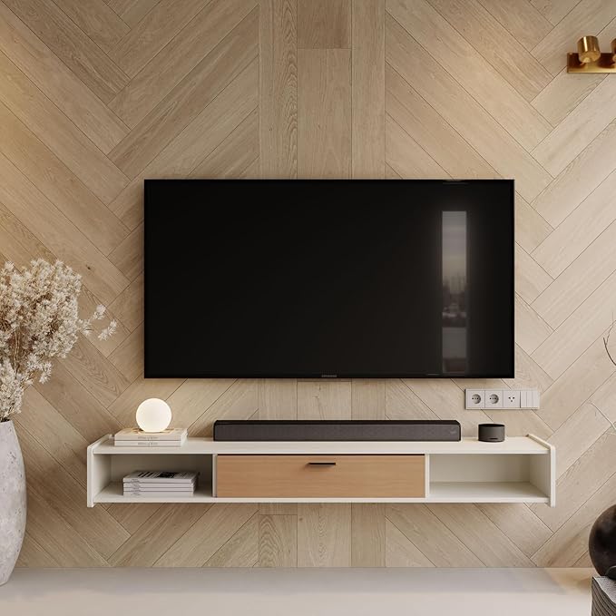 55'' Floating TV Stand, Wall Mounted TV Console, Floating TV Cabinet, Under TV by Unknown