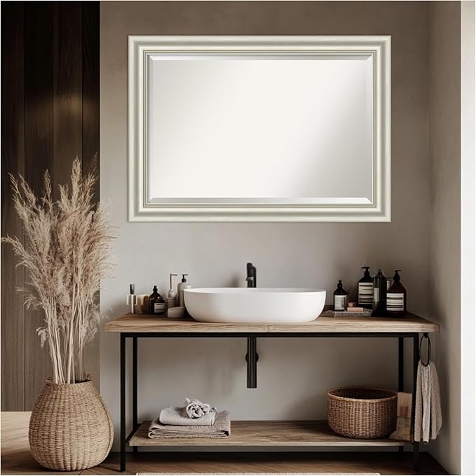 Amanti Art Bathroom Mirror for Over Sink, 30x42 Sophia Silver Rectangle Vanity - Image 4